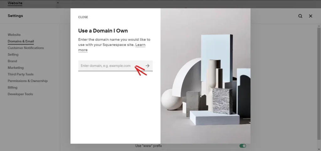 transfer domine to Squarespace website step 3