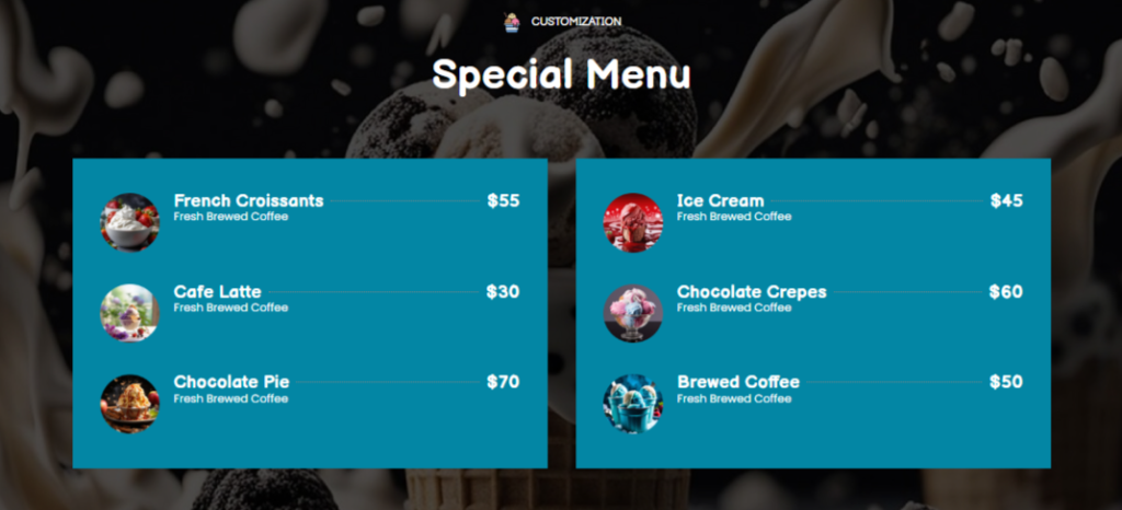 Creamy Bar - Ice Cream WordPress Elementor Theme images of the theme from templatemonster 2