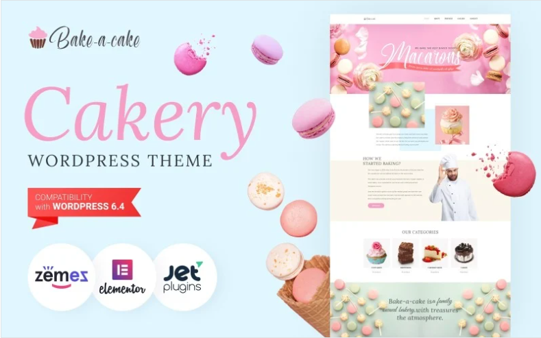 Bake-a-cake - Cakery WordPress Elementor Theme from templatemonster