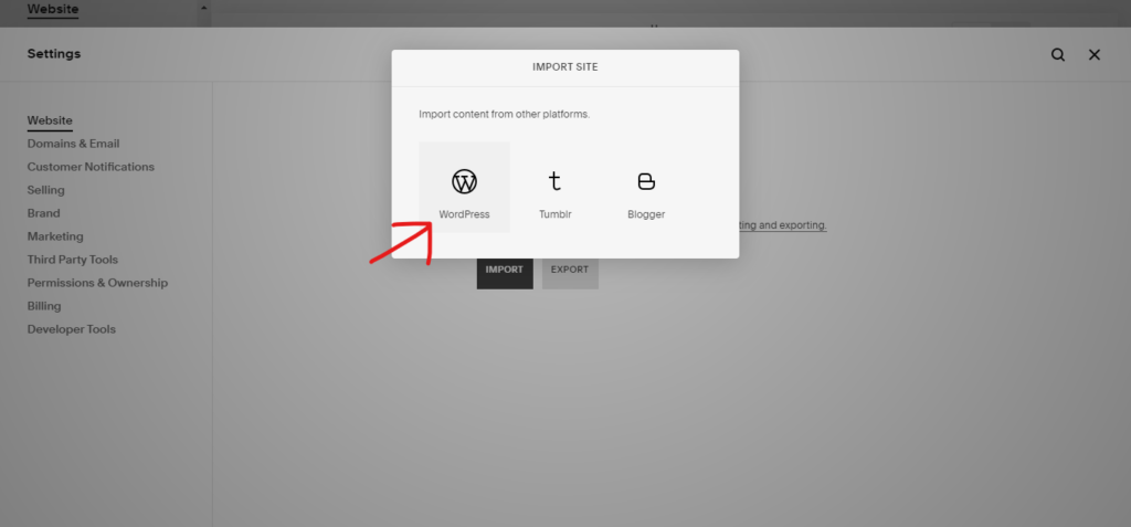 Import content to Squarespace step 4