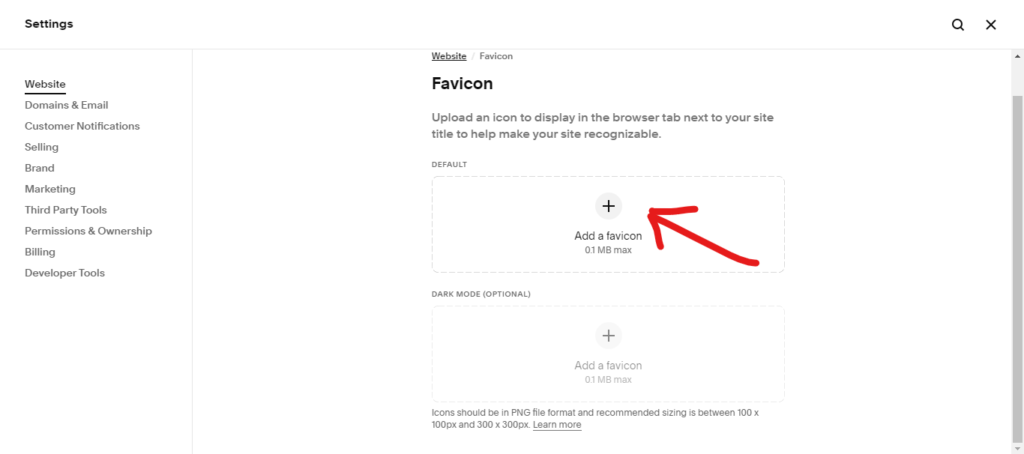 screenshot shows how to add favicon on squarespace step 2